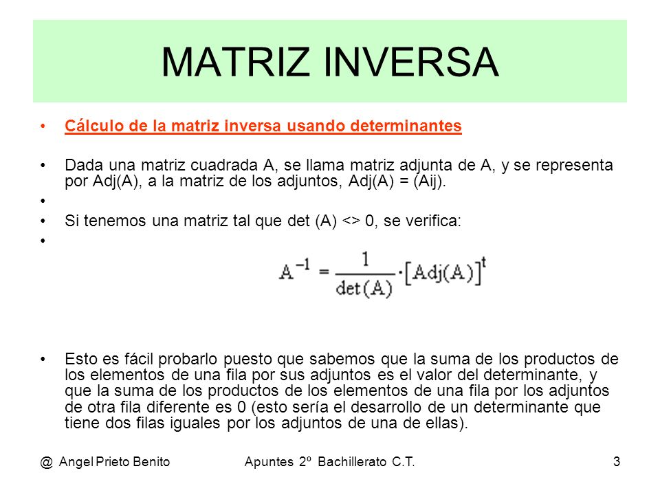 Matriz Inversa Por Determinantes Ppt Descargar